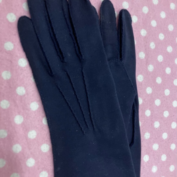 Accessories - Vintage Navy Blue Cotton Gloves 7